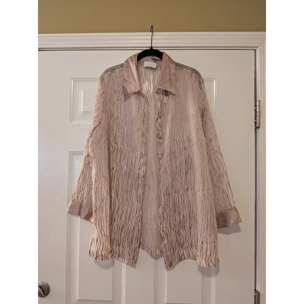 Cabernet Sleepwear Lounge Set NWT Sheer Gold Zebra Duster Slip Dress Size Medium